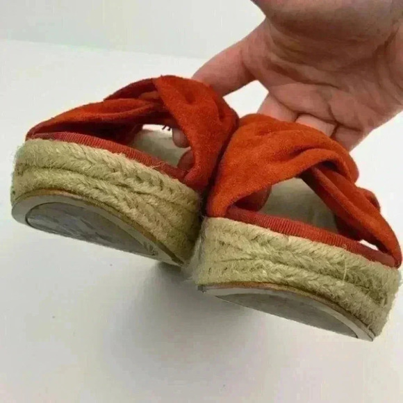 Nine west sandals sz 8 Wntgnitiontj burnt orange suede wedge espadrilles - Picture 7 of 9